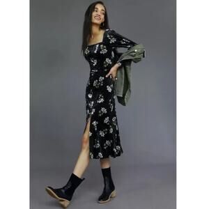 Anthropologie Hutch Velvet Floral Midi Dress - New Size Small